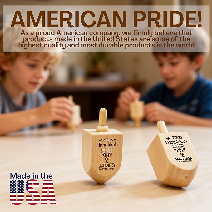 Personalized Wooden Dreidel for Kids Boys & Girls –Custom Engraved Hanukkah Dreidel with Name –Unique Small Hanukkah Gifts for Kids, Friends, and Family – Fun Hanukkah Games and Dreidel Décor Keepsake