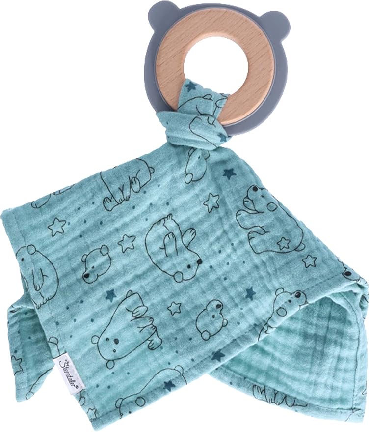 Sterntaler Unisex Baby Comforter with Teething Ring Polar Bear Elia Baby Comforter Baby Comforter Soft Toy Soft Toy Dark Turquoise