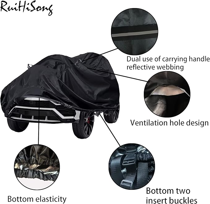 Kids Car Cover,Outdoor Heavy Duty 600D for Kids Waterproof Cover,Kids Ride-On Toy Car Cover with Buckle and Vent,All Weather,The Handle is a Reflective Strip Again