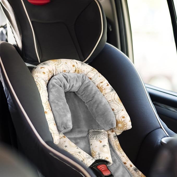 Infant Car Seat Insert for Newborn Girls Boys, Upgraded 2-in-1 Baby Carseat Head Support, Soft Reversible Baby Car Seat Insert Cushion Pad for Car Seat, Stroller, Bouncer, Swing, Sun