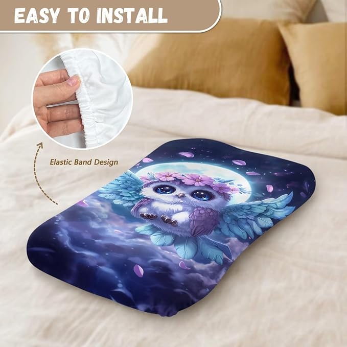 Owl Moon Baby Lounger Cover for Boys, Starry Night Newborn Infant Lounger Covers 31.5'' x 21.3'', Soft and Breathable Nest Replacement Slipcover