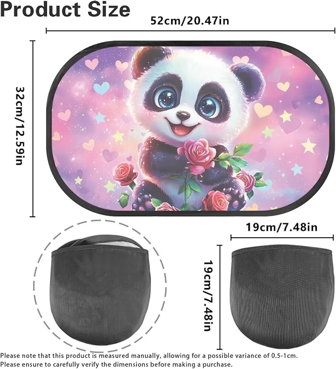 Bulopur 2 PCS Panda Rose Flower Car Windshield Sun Shade for Side Window UV Protection Breathable Easy to Install Mesh Car Window Covers Mesh Window Shades for Baby Universal Fit