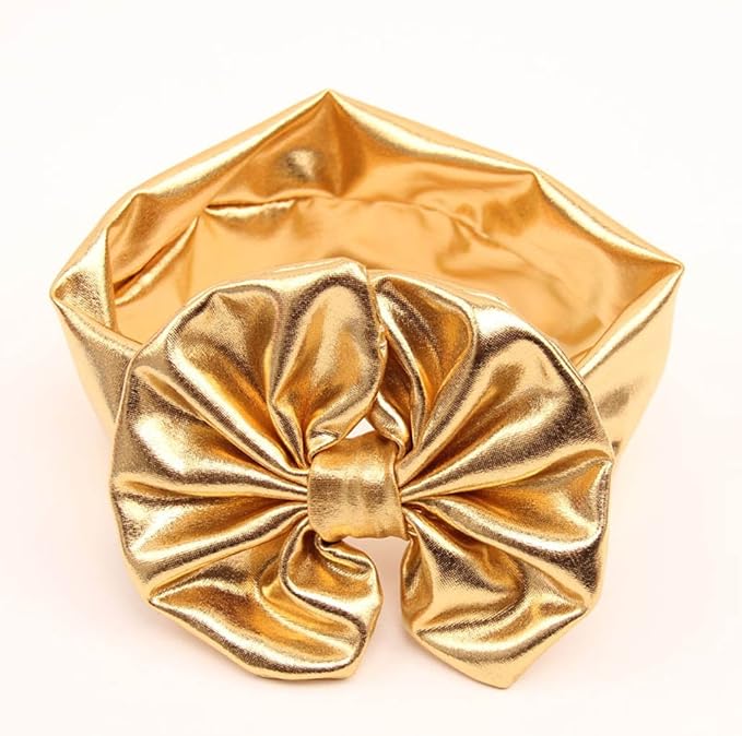 JustMyDress Baby Girls Bronzing Gilding Headband Floppy Metallic Messy Big Bows HeadWrap JA61 (Gold)