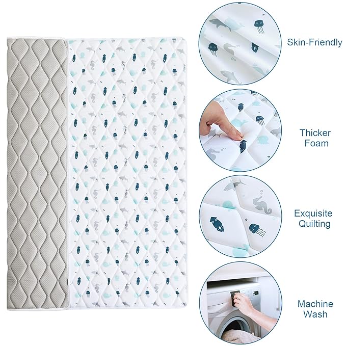 Premium Foam Baby Play Mat 50" X 50", Play Mat for Babies and Toddlers, Baby Floor Play Mat Non Slip, Kids Play Mat for Playpen, Thick One-Piece Crawling Mat, Easy Clean, Whale