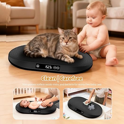 Baby Scale, 88lb Max / 0.1oz Accuracy Baby Scales for Weighing with Auto Hold & Tare, Built-in 60" Tape, 5 Weight Units, Multifunctional Weight Scale for Infant, Cat, Puppy, Small Pet