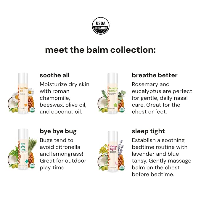 oogiebear Organic Baby Balm 4-Pack – Nose-to-Toe, Breathing Rub, Bug Away & Sleep Balm – Natural & Organic Soothing Care for Babies & Toddlers