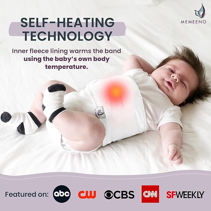 MEMEENO Baby Belly Band for Gas and Colic Baby Relief - Belly Band for Baby Heating Pad for Colic, Baby Gas Relief, Gas Relief for Infants, Baby Heated Tummy Wrap, Colic Relief for Newborns, Pearl