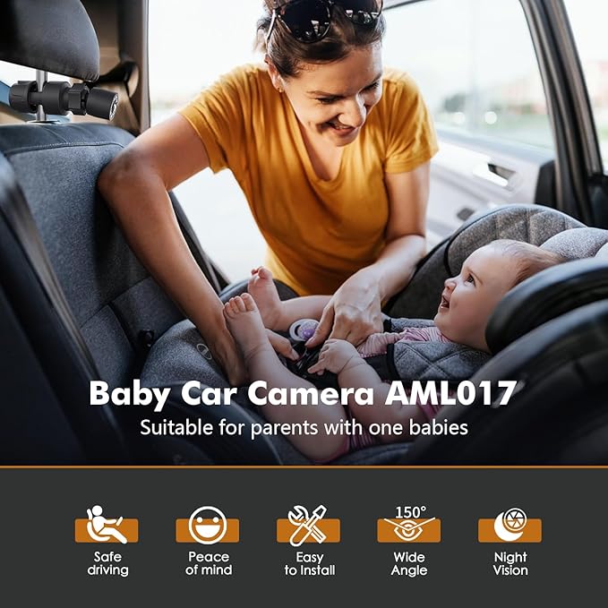 Itomoro 1080P HD Baby Car Camera with Unique Adjustable Mount, Rear-Facing Infant Monitor - 4.3'' Night Vision Anti-Glare Display, 150° Wide-Angle Lens, Easy Install & 360° Rotation for Safety