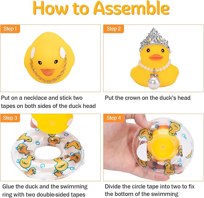 wonuu Car Duck Rubber Duck Car Ornaments Duck Car Dashboard Decorations with Mini Crown and Necklace, C-Female Crown