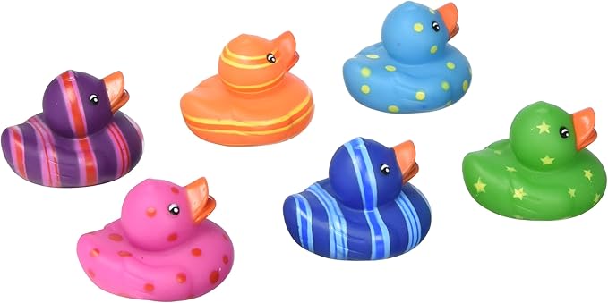 Rhode Island Novelty 2Inch Multi-Color/Pattern Rubber Duckies, One Dozen