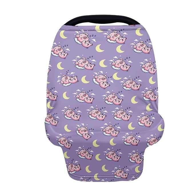 AFPANQZ Cartoon Pig Baby Car Seat Covers Winter Cozy for Girls Boys Multifunctional Infant Car Seat Canopy Nursing Cover High Chair Cover Full Coverage Breathable Stretchy Travel Outdoors