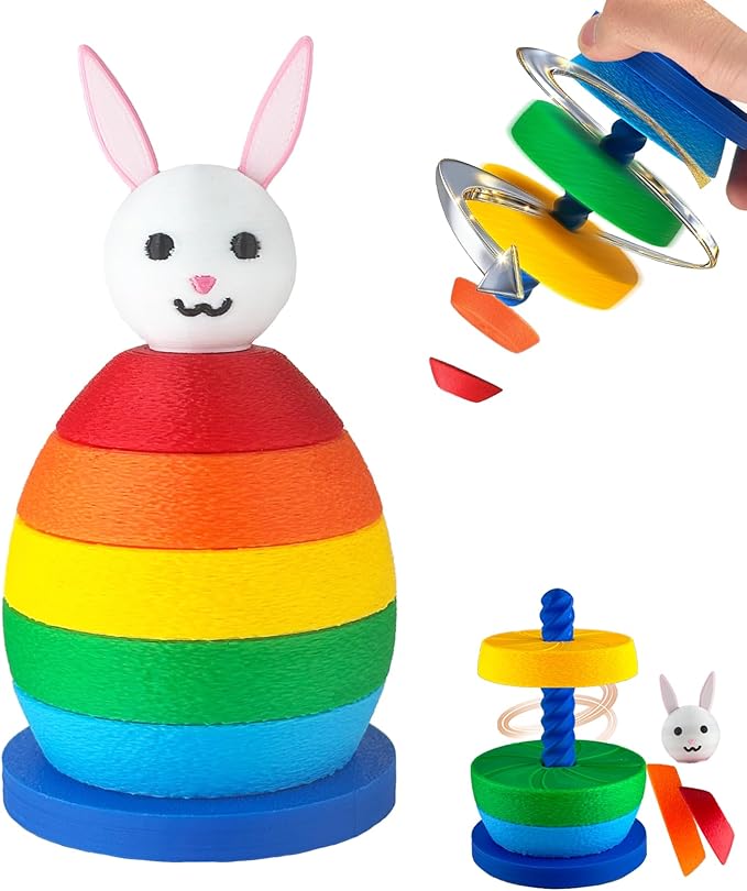 Spinning Stacking Toys for Toddlers 1-3,Rainbow Bunny Eggs Montessori Sorting Toy for Baby Kid,Autism Christmas Easter Birthday Gift