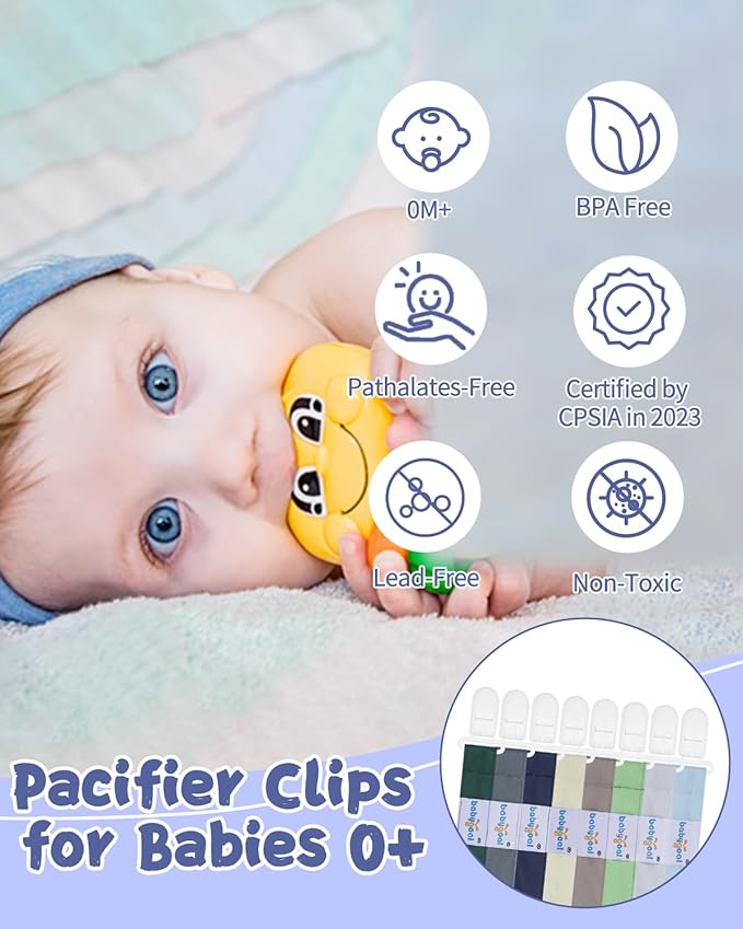 babygoal Baby Pacifier Clips 8 Pack, Pacifier Holder Clips for Boys and Girls Fits Most Pacifier and Binkies-Neutral Color