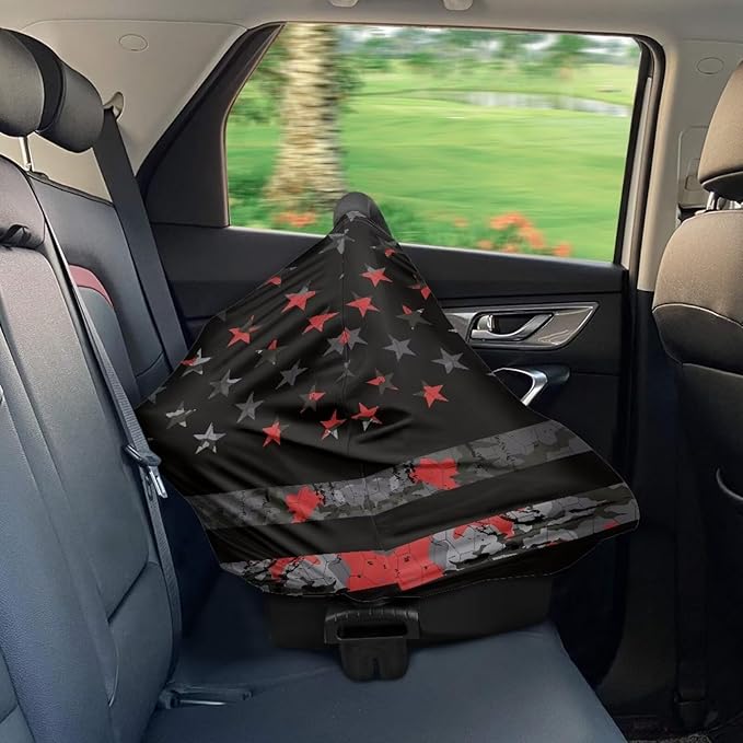 AFPANQZ American Flag Print Nursing Cover Breastfeeding Covers Stretchy Babies Car Seat Cover Soft Breathable Infant Carseat Canopy Shopping Cart Stroller Canopy for Baby