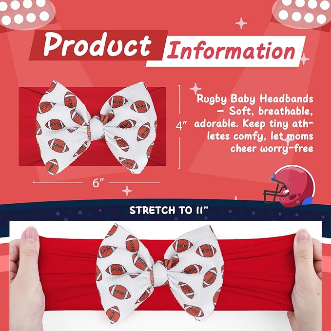 Baby Girl Football Outfit Sports Headbands for Girls Hair Bows Super Bowl Hair Accessories Newborn Toddler Headband Football Baby Clothes