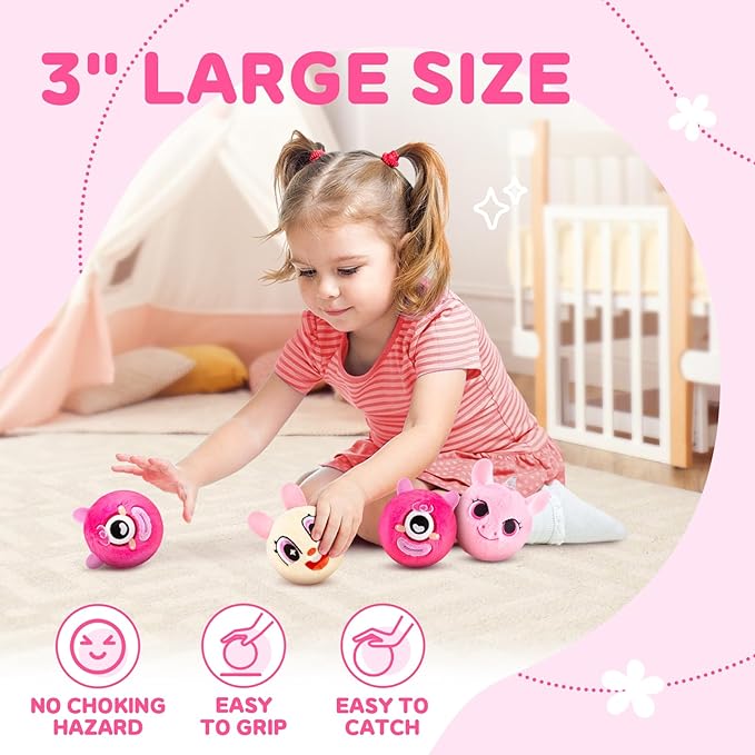 PlayZap Bouncy Balls 3" Large Size with Easter Bunny Stuffed Animal- Easter Basket Stuffers for Toddler Sensory Toys BPA-Free Safe Toys Gifts for Kids Boys Girls 1-3 3-5 5-8