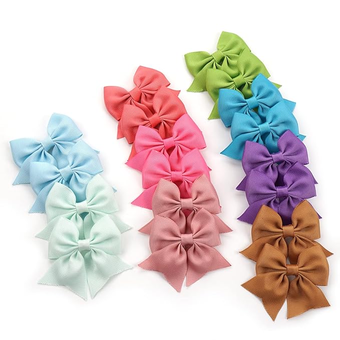 CÉLLOT 40pcs 2.75 inch Hair Bows for Girls Grosgrain Ribbon Toddler Hair Bows Alligator Clips for Baby Girls Kids Teens Back to School Hair Accessories in Pairs
