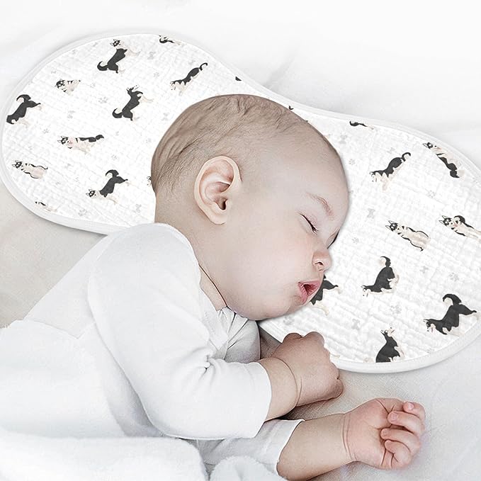 Muslin Baby Burp Cloths, Cute Dogs Siberian Husky Muslin Washcloths Baby Rags Comfy Soft Absorbent in for Newborn Boys and Girls 4 Piece 22 x 11 Inch