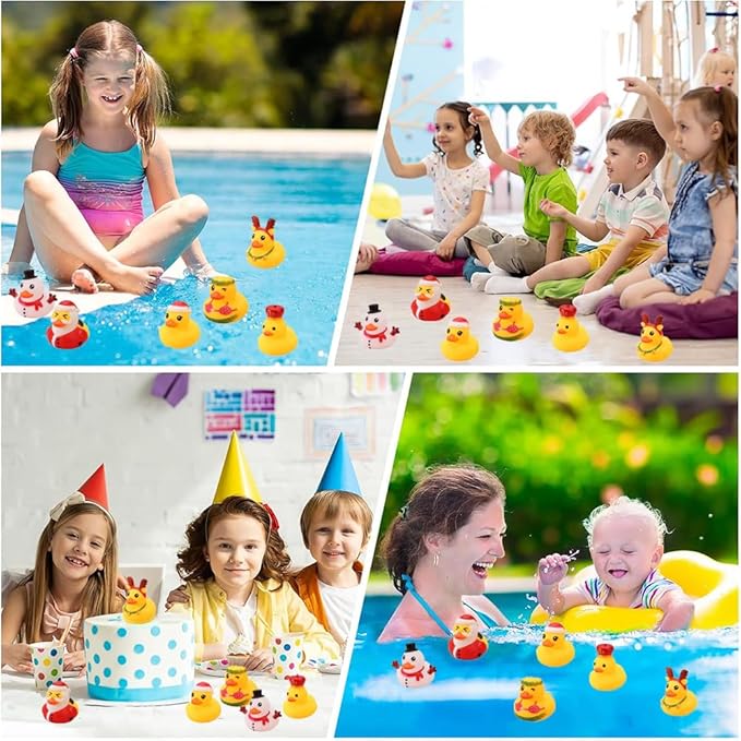 Assorted Rubber Duck Small Rubber Ducks in Bulk Baby Shower Bath Toy for Kids Toddler Birthday Christmas Party Favors Stocking Stuffers Classroom Incentives (Christmas Ducks 6pcs)