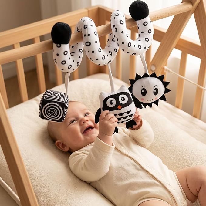 Multi-Use Baby Spiral Activity Toy – Spiral carseat Toy for Car Seat, Stroller,Play Gym, Keeps Baby Quiet, Easy Travel Solution