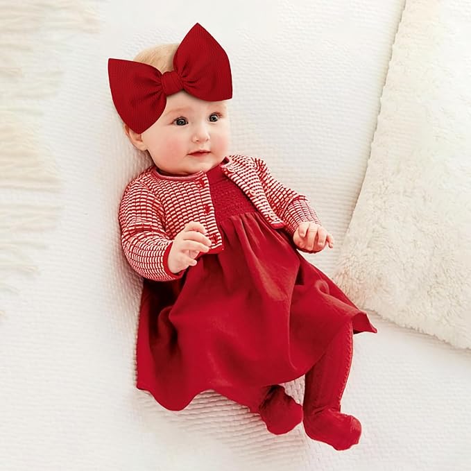 6'' Large Valentines Bow Baby Headbands Handmade Hairbands with Bows High Stretchy Soft Nylon Headbands Baby Hair Accessories for Infant Baby Girls Red Light Pink Heart