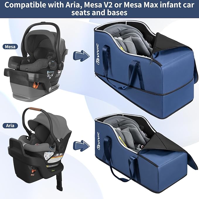 IBVIVIC Car Seat Travel Bag Compatible with UPPAbaby Aria and Mesa, Infant Car Seat Travel Bag Car Seat Cover for Airplane Travel (Blue)