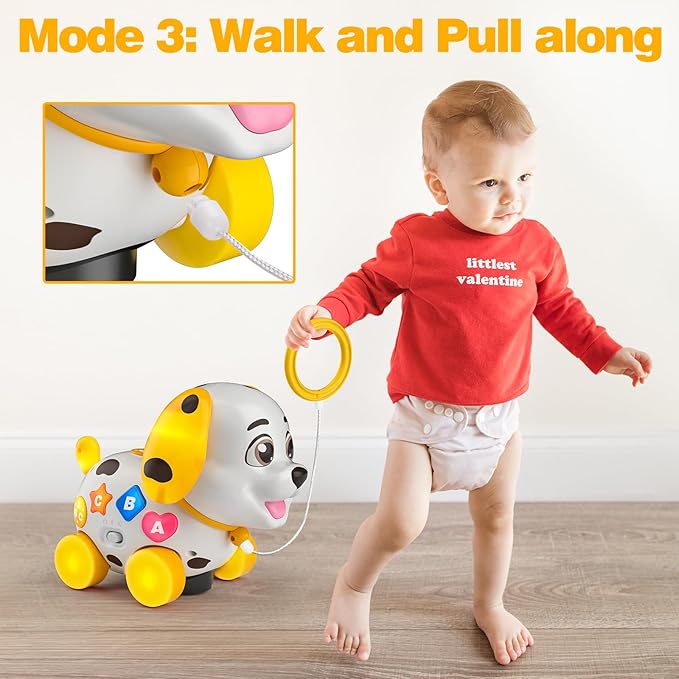 3-in-1 Musical Puppy Baby Toys 6-12-18 Month, Educational Toy for 1 Year Old Boy Girl Gifts, 1st Birthday Gift for 1 Year Old Boy Girl, Bilingual Present for 7 8 9 10 Month Infant