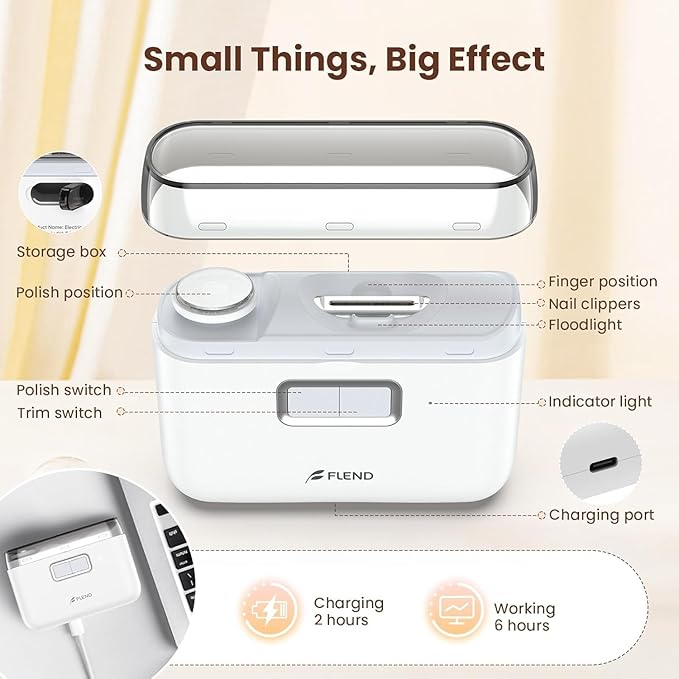 Electric Nail Clipper,Automatic Nail Clipper,Rechargeable 2 Speed Nail Clippers Set,45DB Nail Kit,LED Light Electric Nail Clippers for Kids,Adults,Seniors,2 in 1Design Manicure Set Portable White