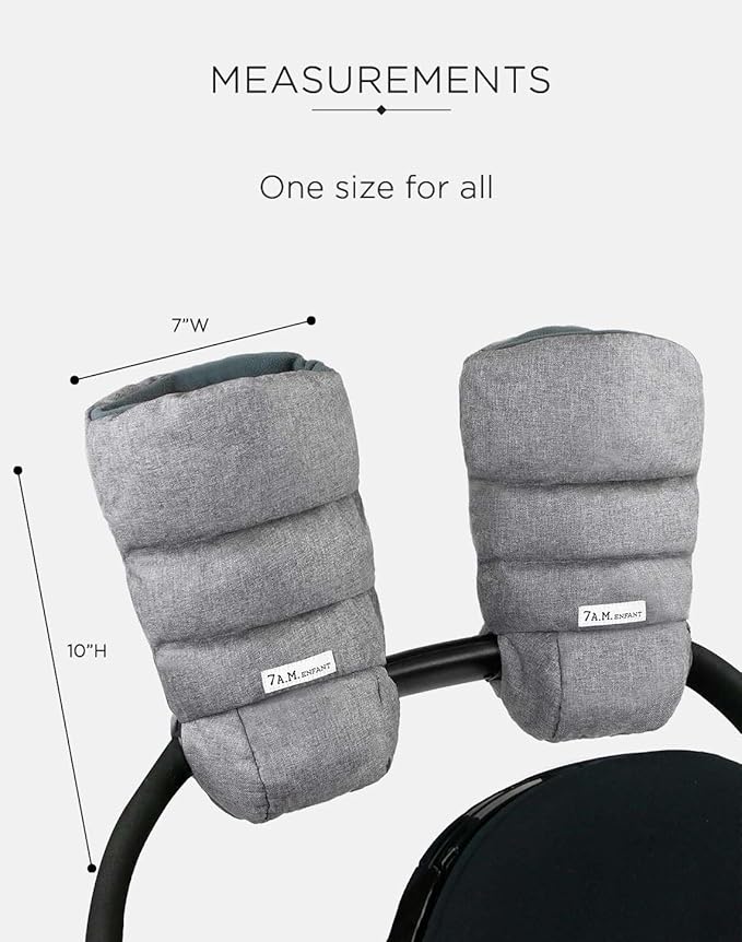 7AM Enfant Stroller Warmmuffs Gloves - Anti-Freeze Stroller Mittens for Handlebars, Water Repellent Hand Warmer Muff for Cold Weather, Plush Lined Stroller Warmmuffs | Winter Stroller Accessories