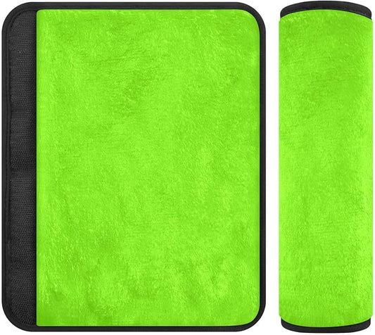 ODAWA Lawn Green Car Seat Belt Pads, 2 Pack Seat Belt Cushion Shoulder Strap Protector to Release Stress to Your Neck and Shoulder for Safety Driving 6.5 x 6.5 in