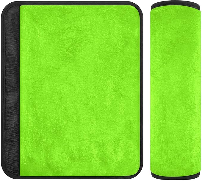 ODAWA Lawn Green 2PCS Car Seat Shoulder Strap Pads, Soft Seatbelt Shoulder Pad Harness Pads, Flannel Car Seat Protector Pad Universal for Truck, Car, SUV 10 x 7.7 in