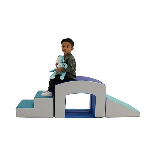 FDP SoftScape Playtime Grow-n-Learn Tunnel Climber for Toddlers and Kids Soft Foam Indoor Active Playset for Crawling and Sliding at Home, Daycare, Preschool (3-Piece) - Contemporary, 12824-CT