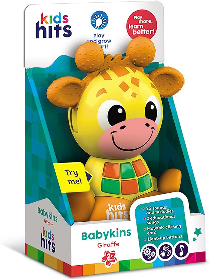 Kids Hits Babykins Moose Interactive Toy: Spark Joy and Learning for Kids 2 Years and Up - Bright Lights, Playful Tunes, and Educational Fun! (Yellow)