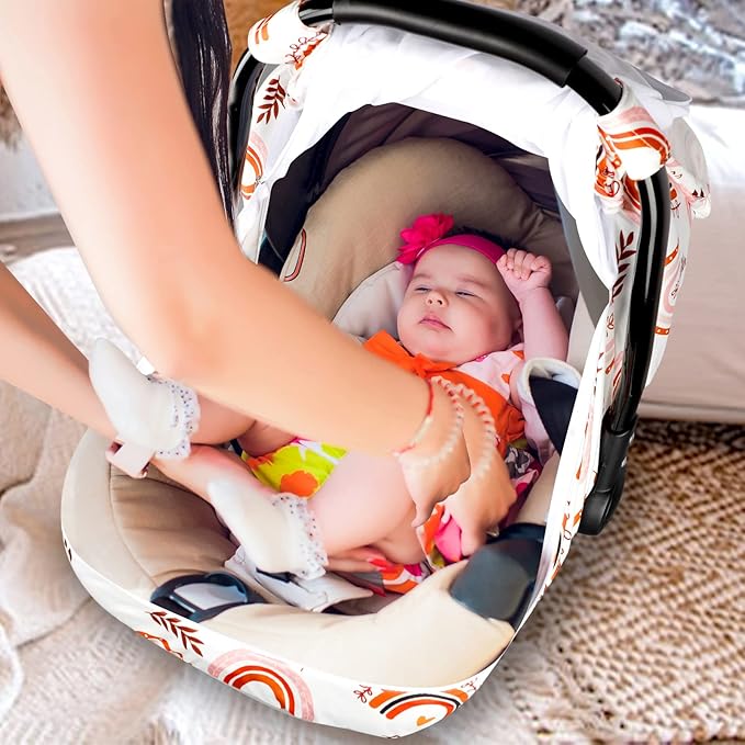 Infant Car Seat Head Support and Stroller Cover, Made of Super Soft and Stretchy Perfect for Baby Car Seat, Strollers, Swing, Bouncers