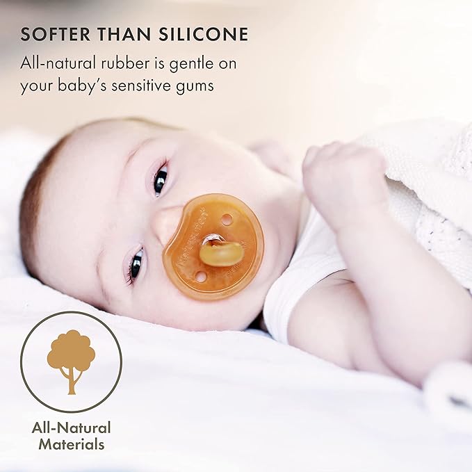 Natursutten 2-Pack Natural Rubber Pacifiers - Safe & Soft BPA-Free Pacifier for Breastfeeding Babies, Made in Italy, Butterfly Shield Round Nipple, Newborn 0-6 Months