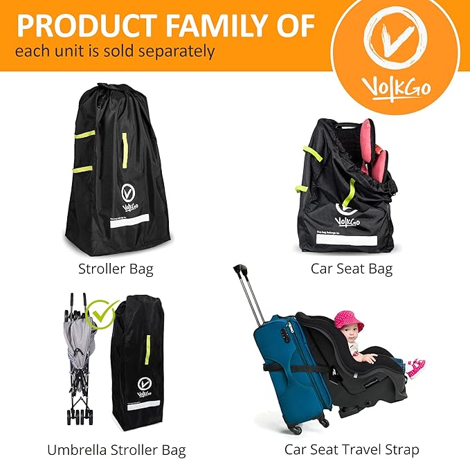 V VOLKGO Car Seat Travel Belt - Easy and Secure Carrier for Airport - Car Seat Belt Strap for Suitcase, Transform Your Baby Chair and Carry-on Luggage into a Dolly Airport Stroller.