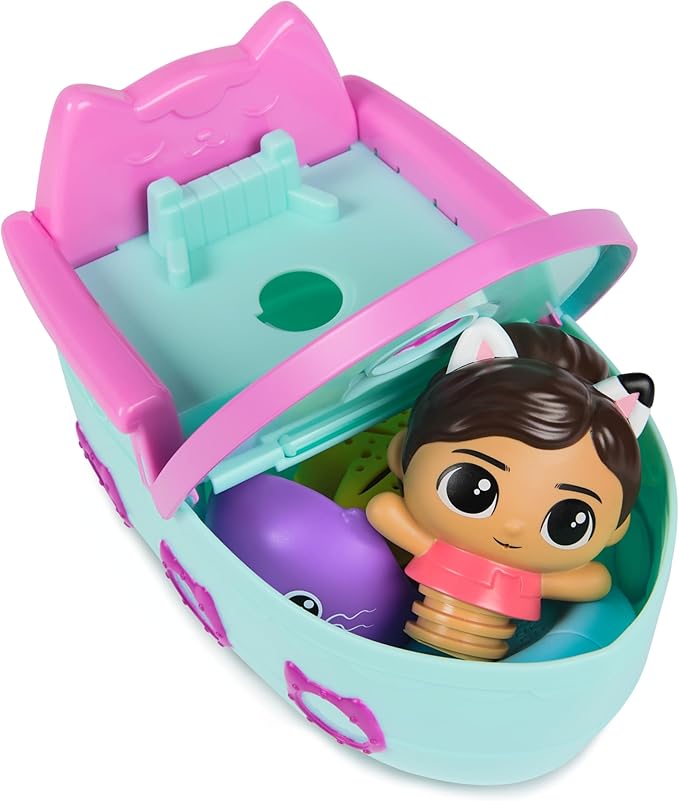DreamWorks GABBY'S Dollhouse Gabby & SS Mercat Bath Set, Floating Toddler Bath Toys with Cruise Ship & Squirter, Kids Toys for Girls & Boys Ages 3+