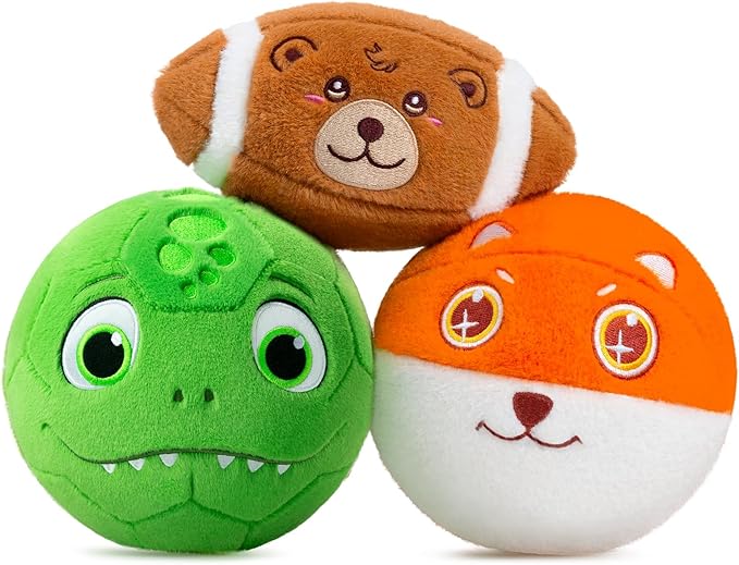 VangeBow 3 Pack Soft Sports Balls for Toddlers 1-3, Inflatable Plush Baby Balls Set for Kids 3-5, 5 Inch Soccer Ball & Basketball, 6.5 Inch Football, Mini Toddler Ball Toys for Boy Girl First Gifts