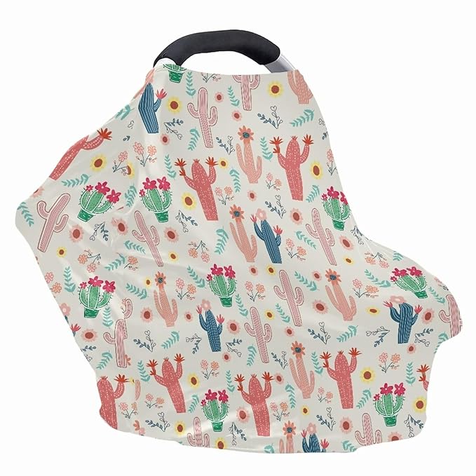 AFPANQZ Colorful Ccatus Stretchy Baby Car Seat Covers for Boys Girls Cool Mom Infant Car Canopy Spring Autumn Winter Snug Warm Breathable Windproof Open Peep Top Universal Fit