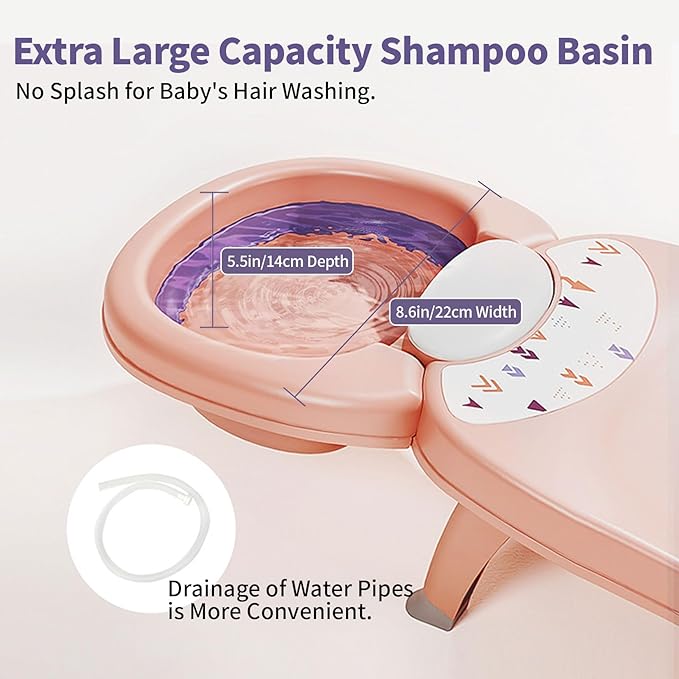 Hair Washing Station for Kids Children's Shower Seat Adjustable Children Shampoo Chair Bath Seat Household Foldable for 1 to 16 Years Old