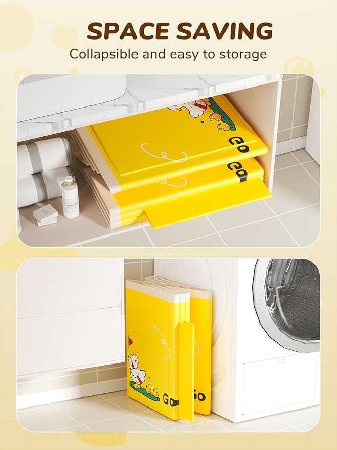 VBABY Collapsible Baby Bathtub, Portable Toddler Bathtub with 2 Drain Holes, Foldable Baby Tubs for Infants to Toddler, Travel Baby Tubs, Easy to Clean, Yellow