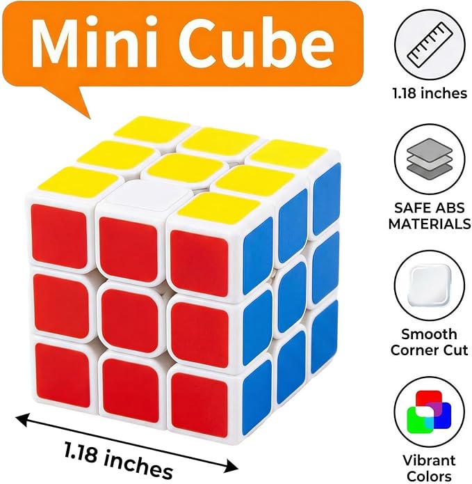 36 Pack Mini Speed Cube Puzzle Party Favors for Kids - 1.18" Smooth Corner Cut 3x3 Brain Teasers for Classroom Prizes, End of Year Student Gifts, Treasure Box Toys & Road Trip Travel Game
