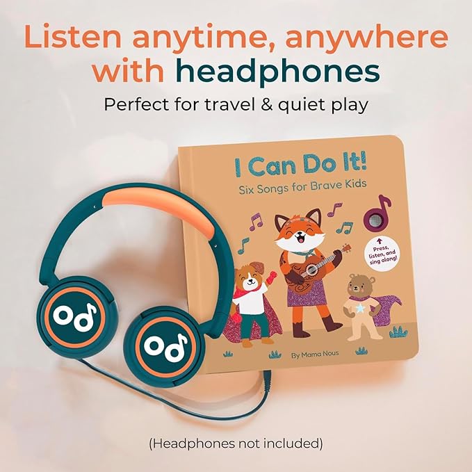 Cali's Books Music Book for Toddlers 1-3 Years Old - I Can Do It by Mama Nous Musical Book with Headphone Jack, Interactive Baby Sound Book, Singing Toy Children Girls, Learning Song Toy Toddler Boys