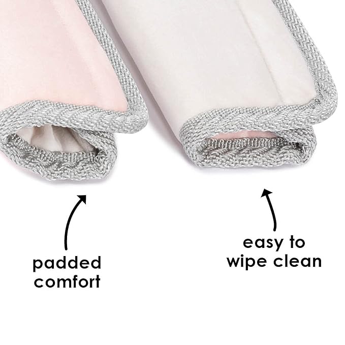 Diono Soft Wraps Car Seat Straps, Shoulder Pads for Baby, Infant, Toddler, 2 Pack Reversible Soft Seat Belt Cushion and Stroller Harness Covers Helps Prevent Strap Irritation, Pink