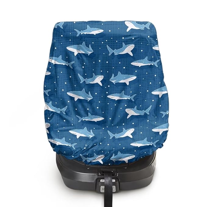 XYZCANDO Shark Print Car Seat Protector for Child Car Seat Cartoon Car Seat Covers for Babies Breathable Car Seat Sun Cover for Travel Thicken Infant Car Seat Protector Gift for Newborn