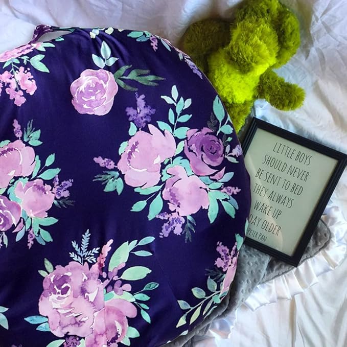 Dinosaur Lounger Cover, Lounger Cover Blue, Lounger Cover Boy, Breathable & Reusable Lounger Removable Slipcover for Newborn, Snugly Fit Baby Infant Lounger (Purple Flower)