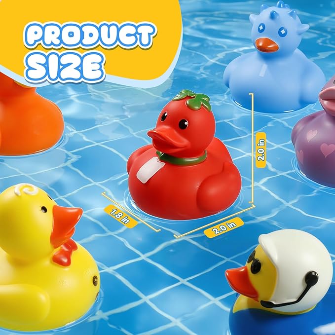 100 Pcs Rubber Ducks, Random Assortment Ducks Bulk for Jeeps Ducking, 2" Mini Rubber Duckies for Baby Toddler Bath Toys, Kids Pool Toys Birthday Gifts Party Favors