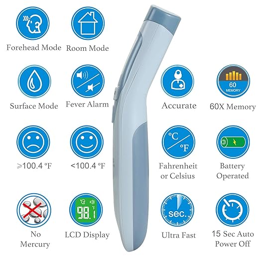 Amplim Bundle - Amplim Non-Contact Infrared Digital Forehead Thermometer for Baby Hospital Medical Grade No Touch (Pack of 3)