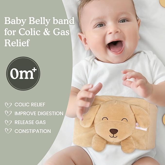 Baby Colic and Gas Relief, Heated Tummy Wrap for Newborns Belly Relief by Soothing Warmth, Baby Heating Pad Swaddling Belt Relief & Soothe Gas, Colic and Upset Stomach for Newborns to Toddler (Puppy)