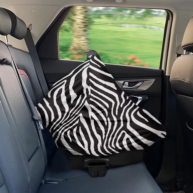 Forchrinse Zebra Stripes Baby Car Seat Canopy for Boys Girls-Soft Nursing Breastfeeding Cover Multi-use Stroller Cover Washable